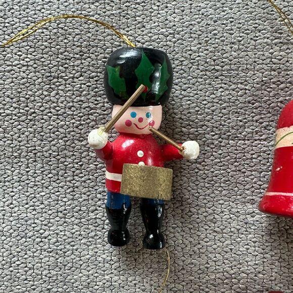 Vintage and Antique Wooden Christmas Tree Holiday Ornaments Decor Bundle of 6 - Picture 2 of 8